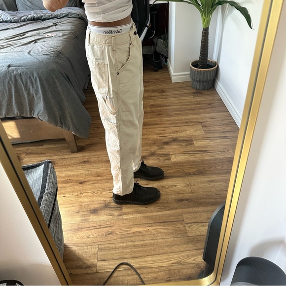 TOPMAN CREAM CARPENTER PANTS - Picture 6 of 7